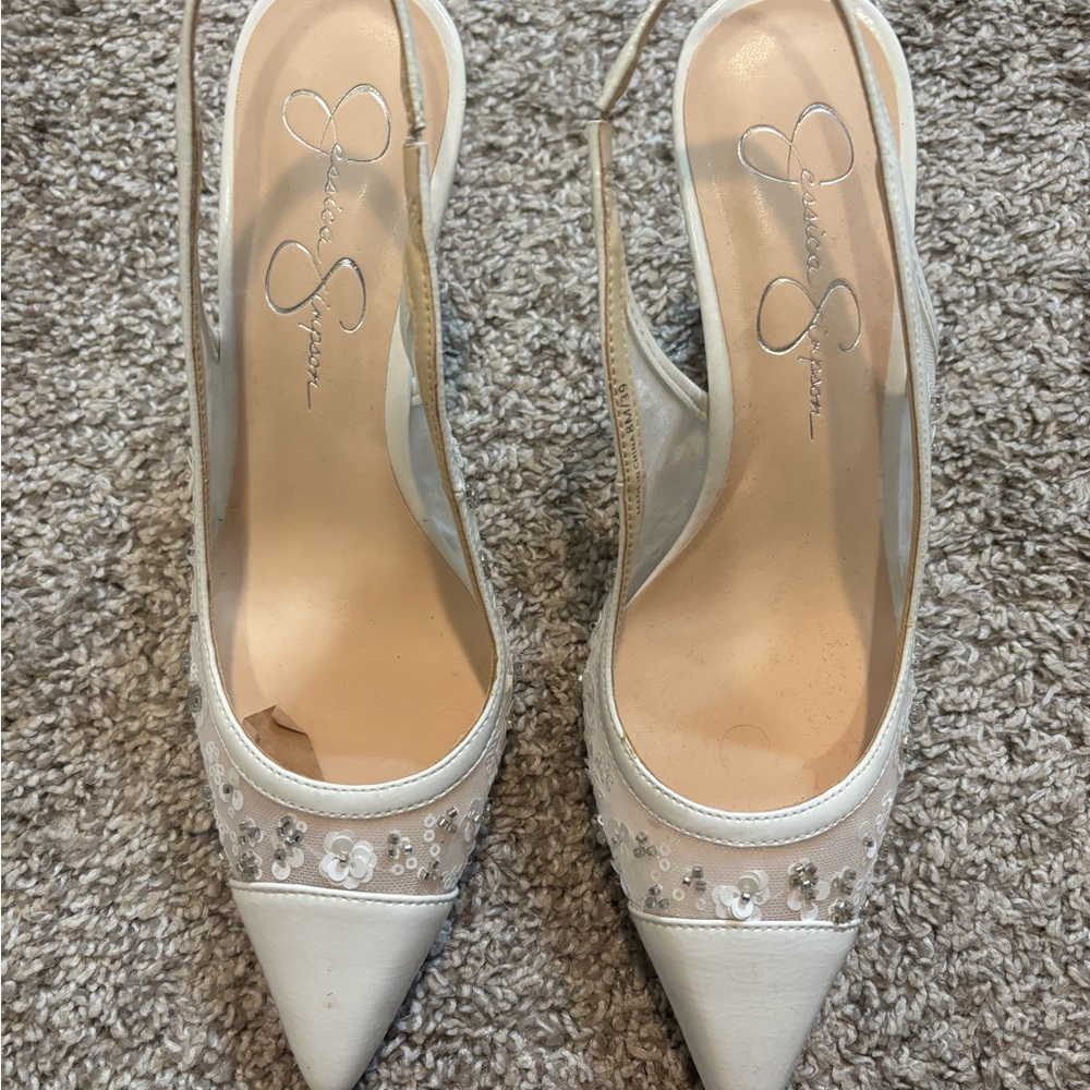 Jessica Simpson White Heel